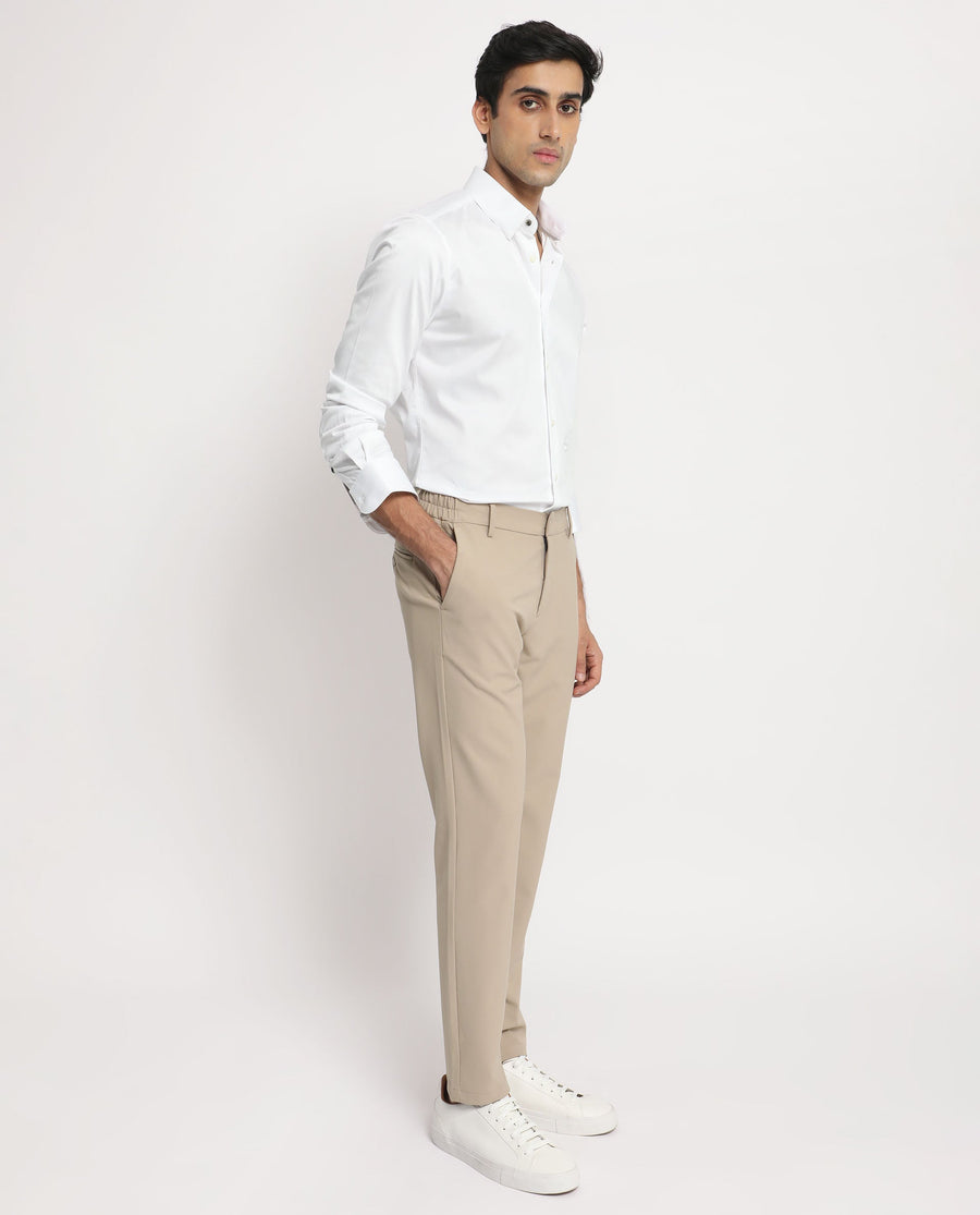 Rare Rabbit Men's Comor White Cotton Plain Regular Fit Full Sleeve Collared Shirt
