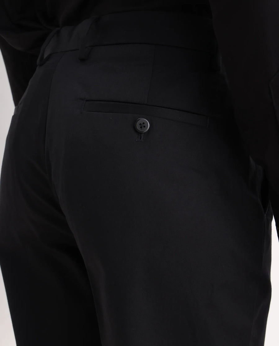 Rare Rabbit Men's Comotel Black Cotton Blend Plain Regular Fit Trouser