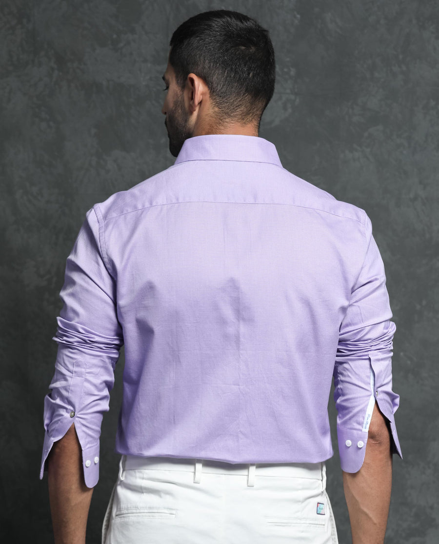 Rare Rabbit Men's Constell Purple Cotton Checked Print Regular Fit Full Sleeve Collared Shirt