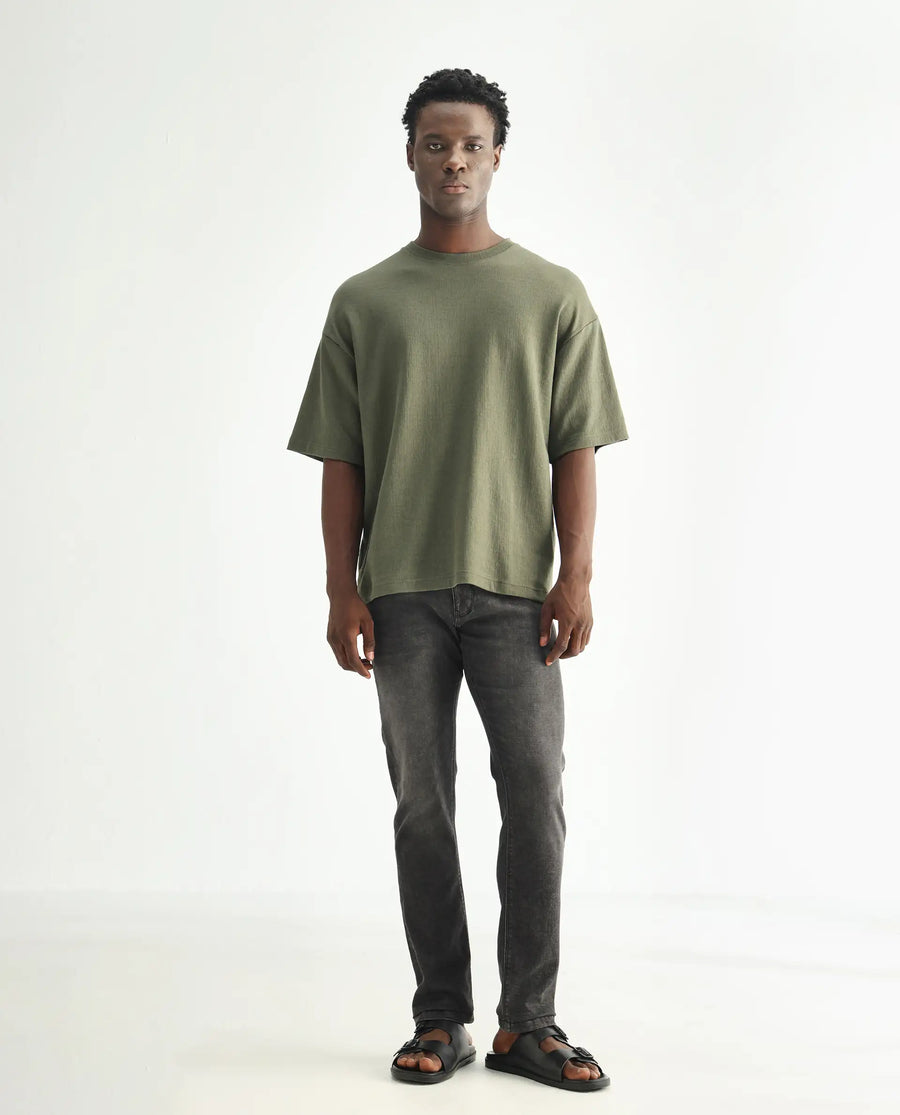 Rare Rabbit Men's Cosmog Black Cotton Plain Hawk Slim Fit Jeans