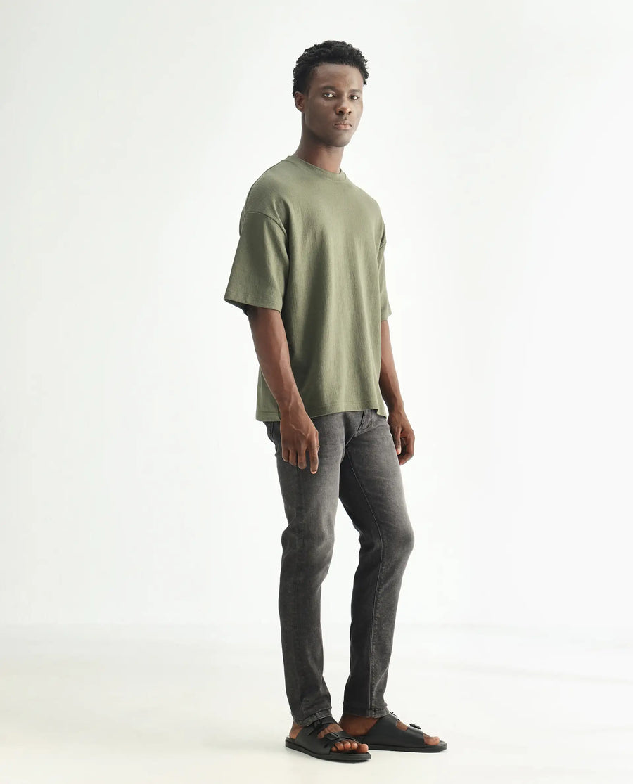 Rare Rabbit Men's Cosmog Black Cotton Plain Hawk Slim Fit Jeans