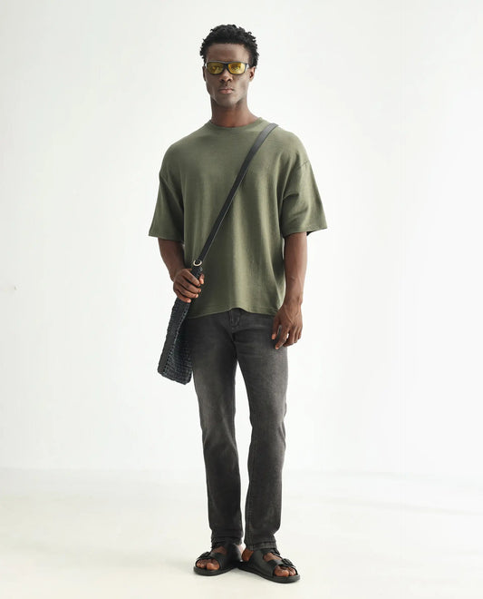 Rare Rabbit Men's Cosmog Black Cotton Plain Hawk Slim Fit Jeans