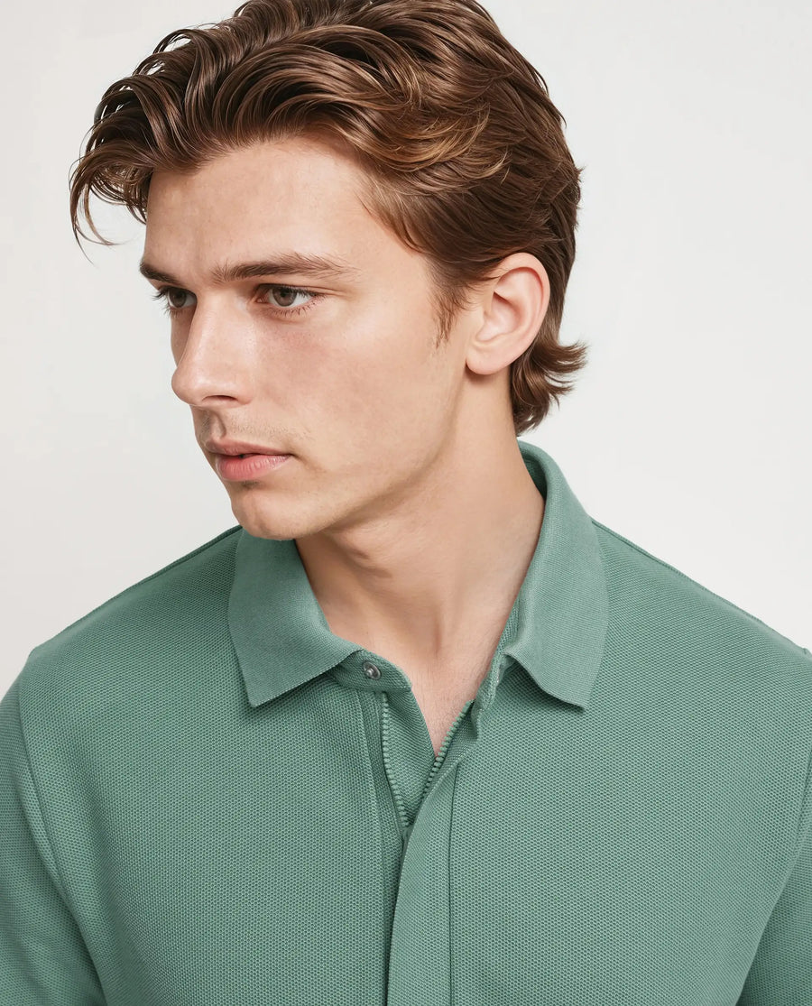 Rare Rabbit Men's Crin Light Green Cotton Plain Regular Fit Half Sleeve Polo