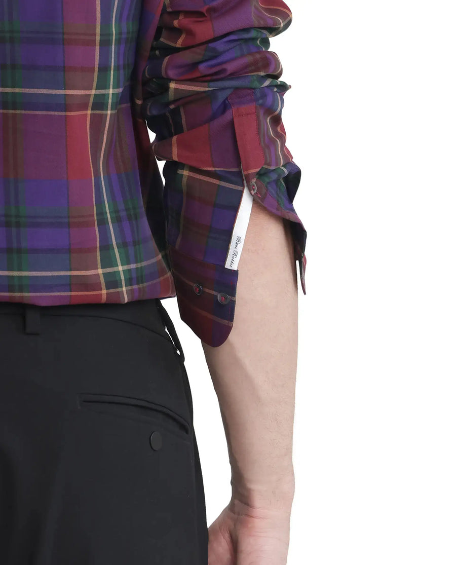 Rare Rabbit Men's Cruner Dark Purple Cotton Blend Checked Print Regular Fit Full Sleeve Collared Shirt