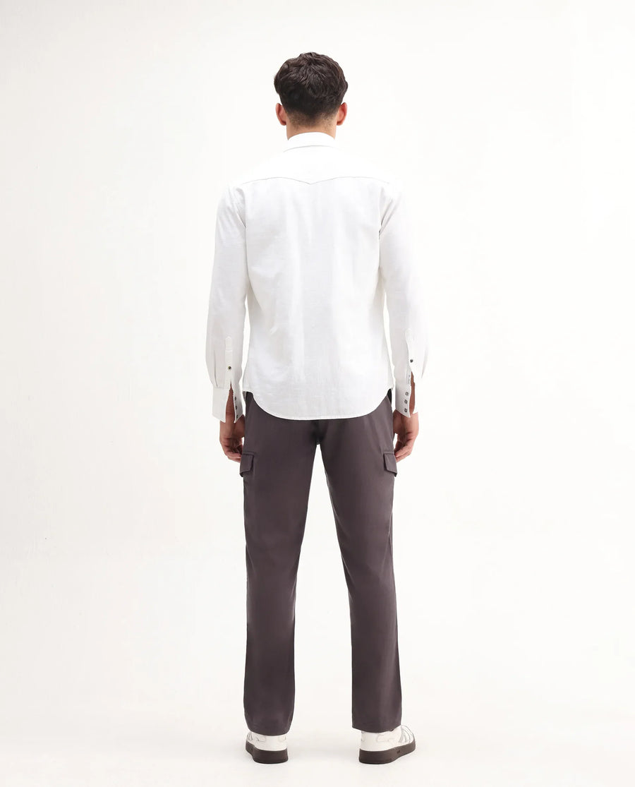 Rare Rabbit Men's Curex-1 Dusky Purple Cotton Blend Plain Regular Fit Trouser