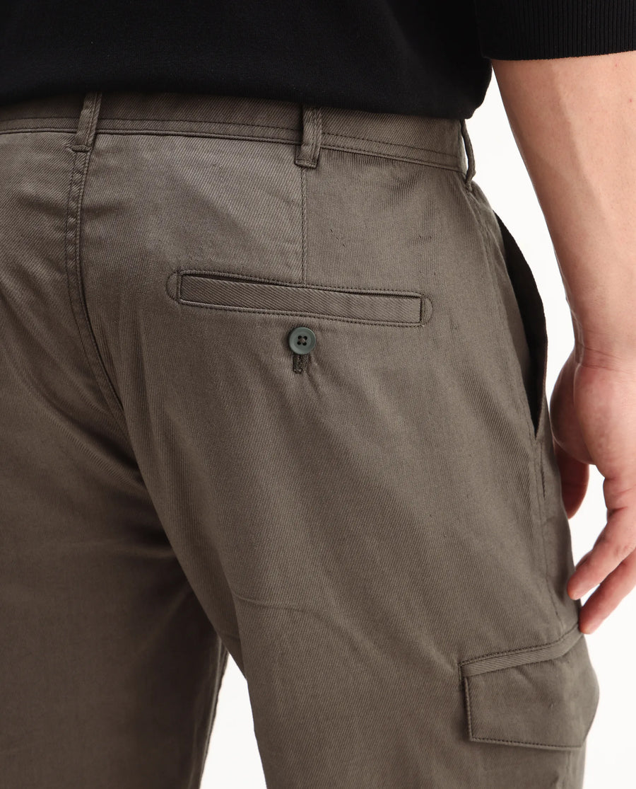 Rare Rabbit Men's Curex-1 Olive Cotton Blend Plain Regular Fit Trouser