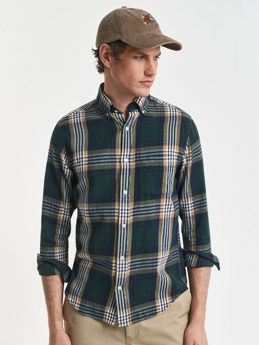 GANT Men Classic Fit Tartan Checked Button-Down Collar Pure Cotton Casual Shirt