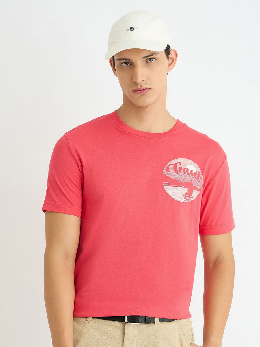 GANT Typography Printed Round Neck Pure Cotton T-shirt