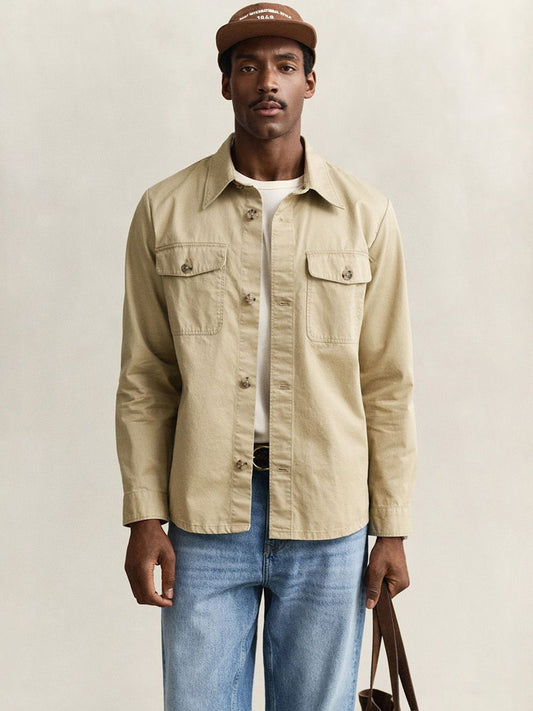 Gant Men Beige Solid Regular Fit Pure Cotton Shirt