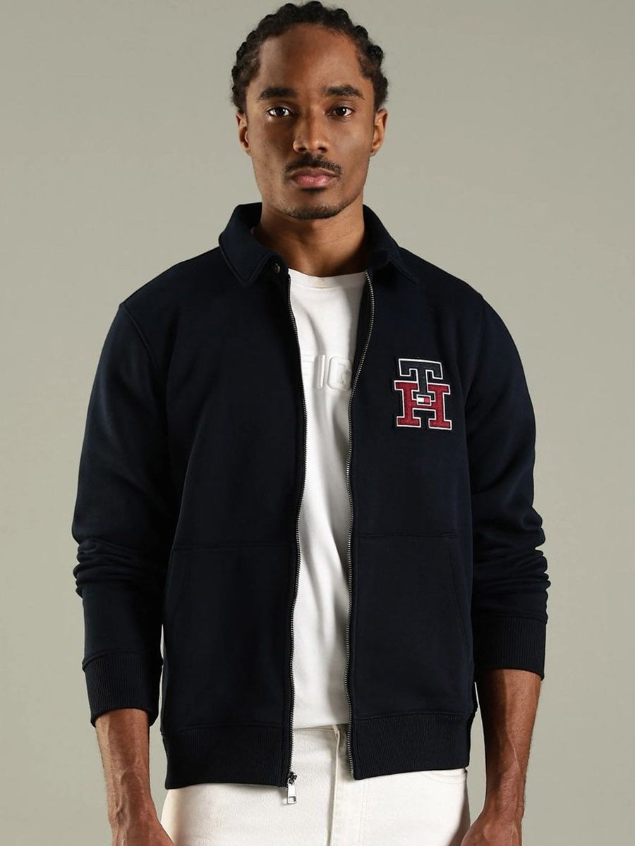 Tommy Hilfiger Brand Logo Embroidered Spread Collar Cotton Tailored Jacket