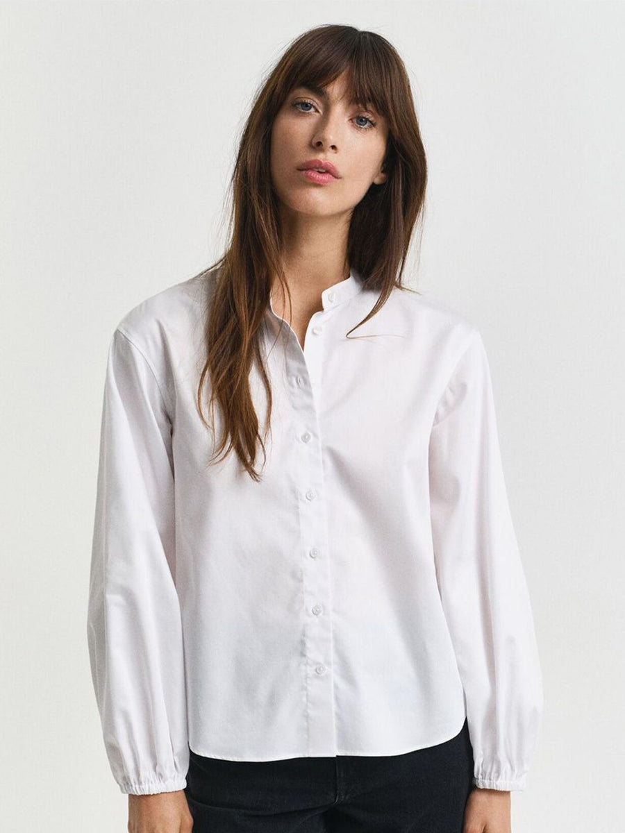 GANT Women Solid Band Collar Pure Cotton Casual Shirt