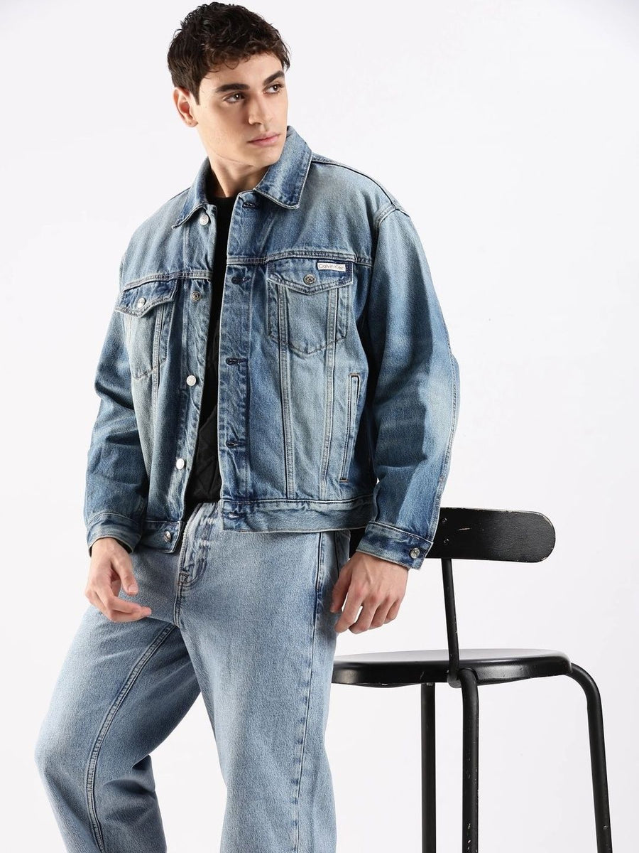 Calvin Klein Jeans Men Spread Collar Denim Jacket