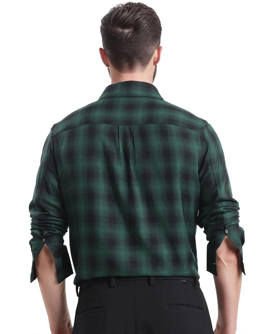 Rare Rabbit Men's Checked Print Regular Fit Full Sleeve Button-Down Collar Shirt