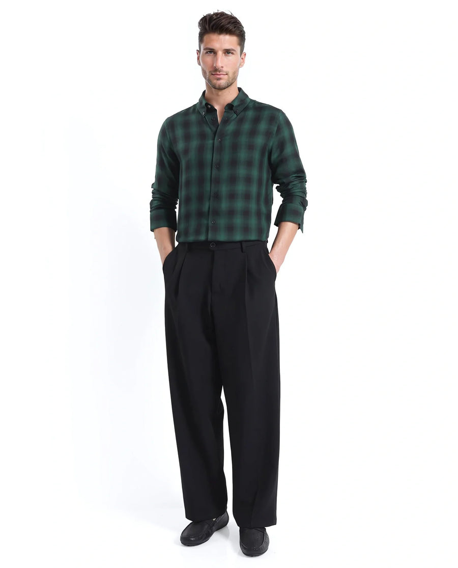 Rare Rabbit Men's Checked Print Regular Fit Full Sleeve Button-Down Collar Shirt