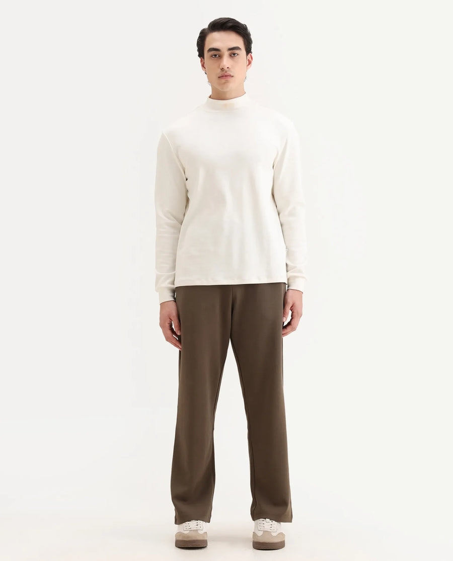 Rare Rabbit Men's Dalton Grey Cotton Blend Plain Baggy Fit Trouser
