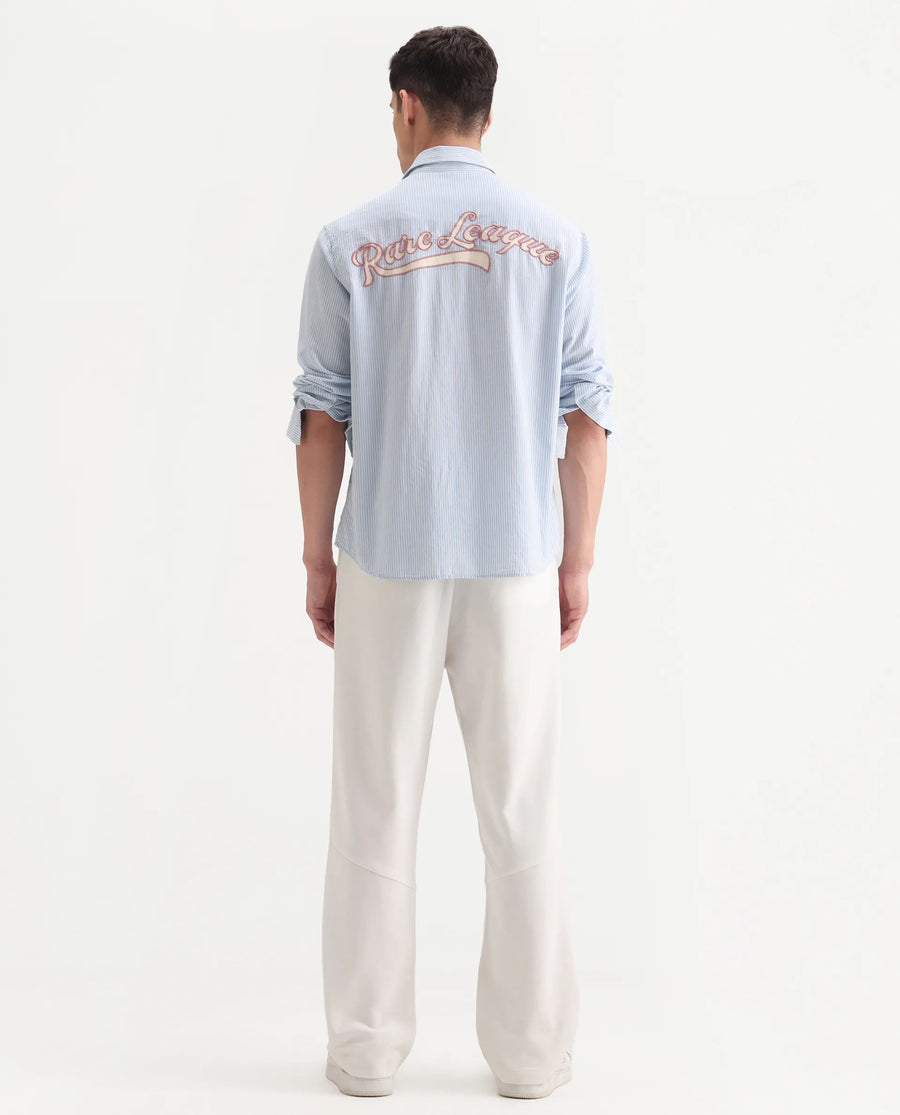 Rare Rabbit Men's Dalton Off White Cotton Blend Plain Baggy Fit Trouser