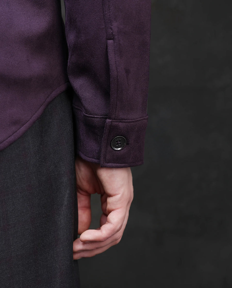 Rare Rabbit Men's Delk-2 Dark Purple Polyester Plain Regular Fit Full Sleeve Spread Collar Jacket