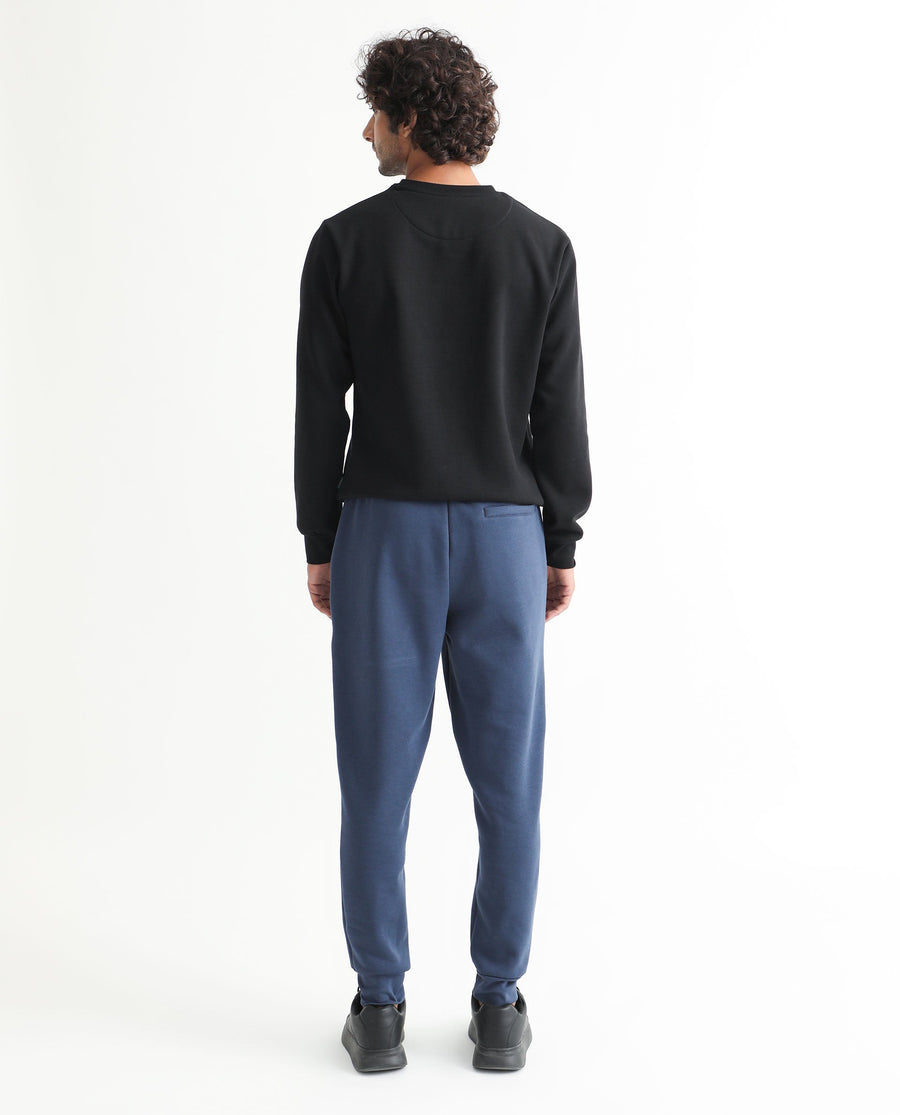 Rare Rabbit Men's Derry Dusky Blue Cotton Plain Regular Fit Joggers