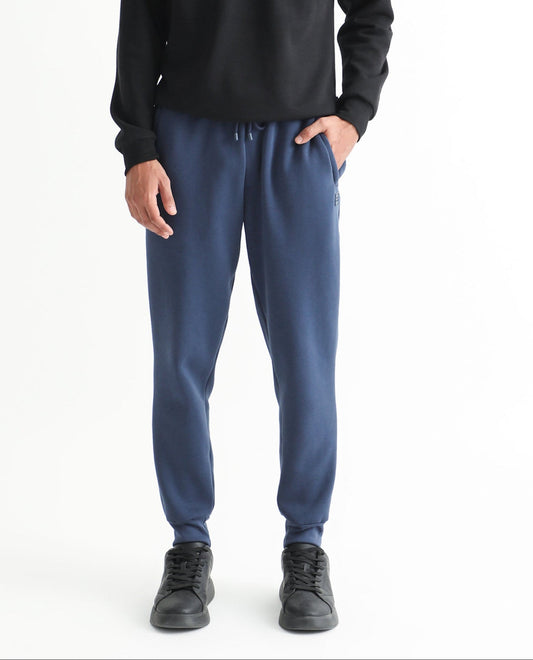 Rare Rabbit Men's Derry Dusky Blue Cotton Plain Regular Fit Joggers