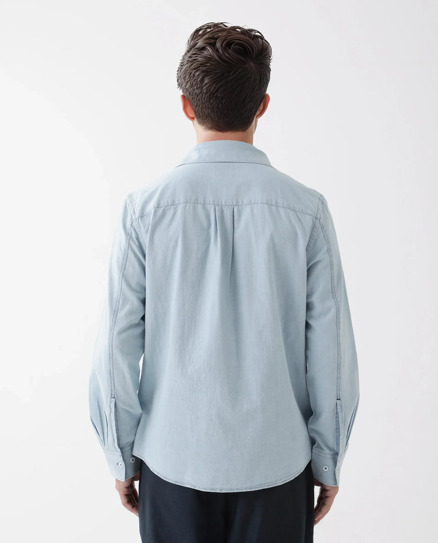 Rare Rabbit Men's Derry Blue Cotton Plain Regular Fit Full Sleeve Collared Shirt