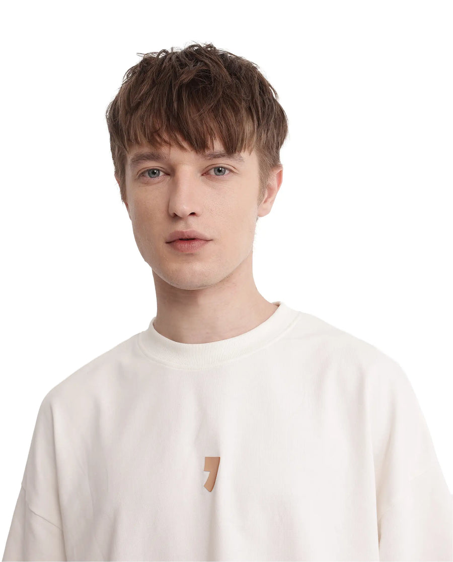 Rare Rabbit Men's Diner Off White Cotton Graphic Print Oversized Fit Half Sleeve Crew Neck T-Shirt
