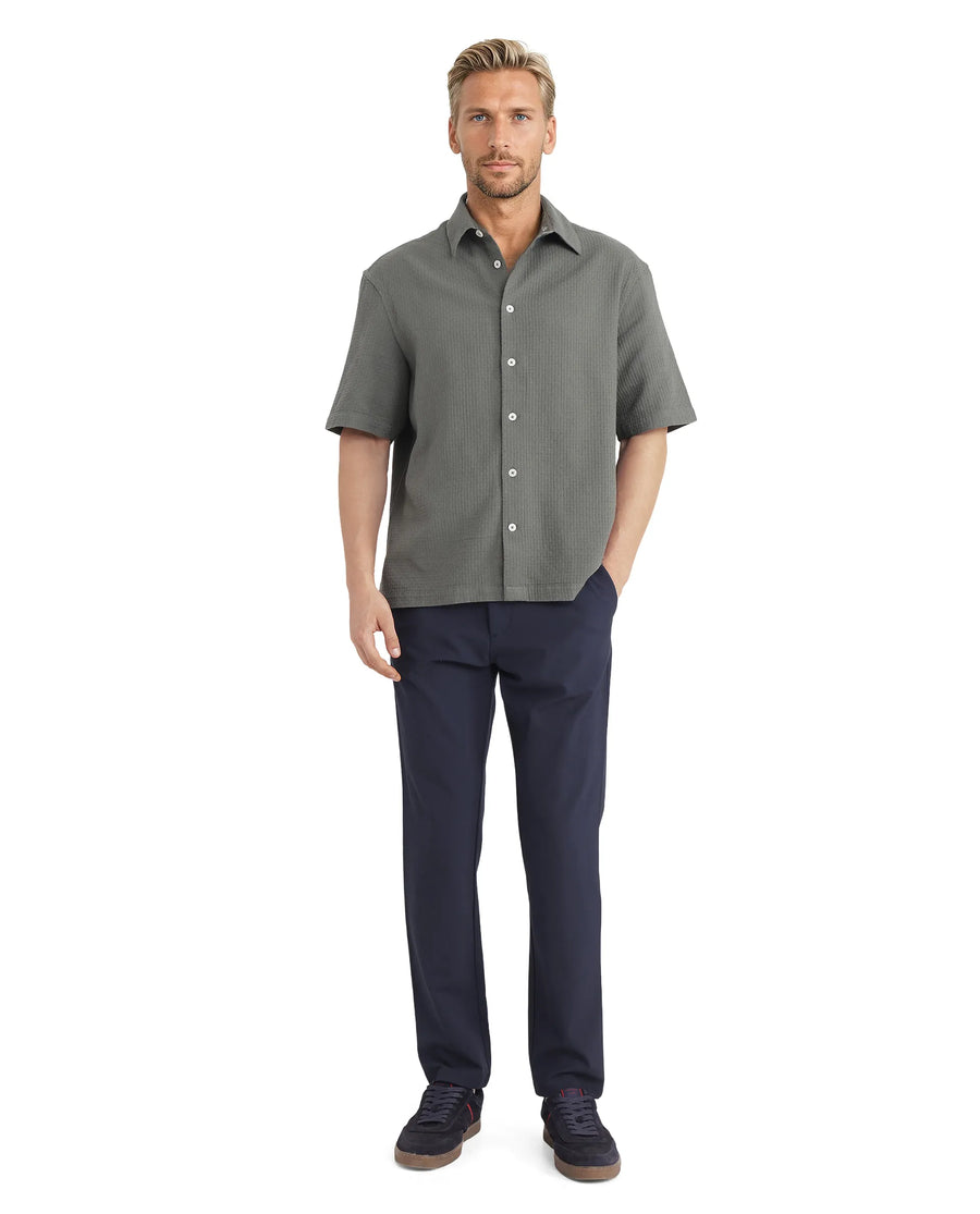 Rare Rabbit Men's Dira Dark Green Cotton Textured Boxy Fit Half Sleeve Collared Shirt