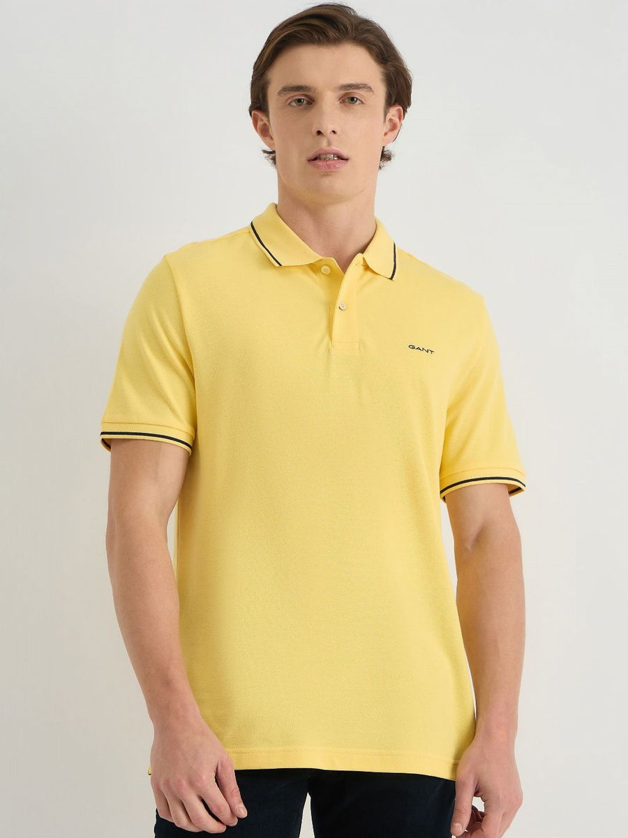 GANT Men Solid Polo Collar Pique Cotton T-shirt