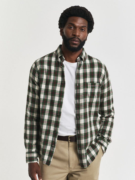 GANT Men Classic Fit Tartan Checked Button-Down Collar Cotton Casual Shirt