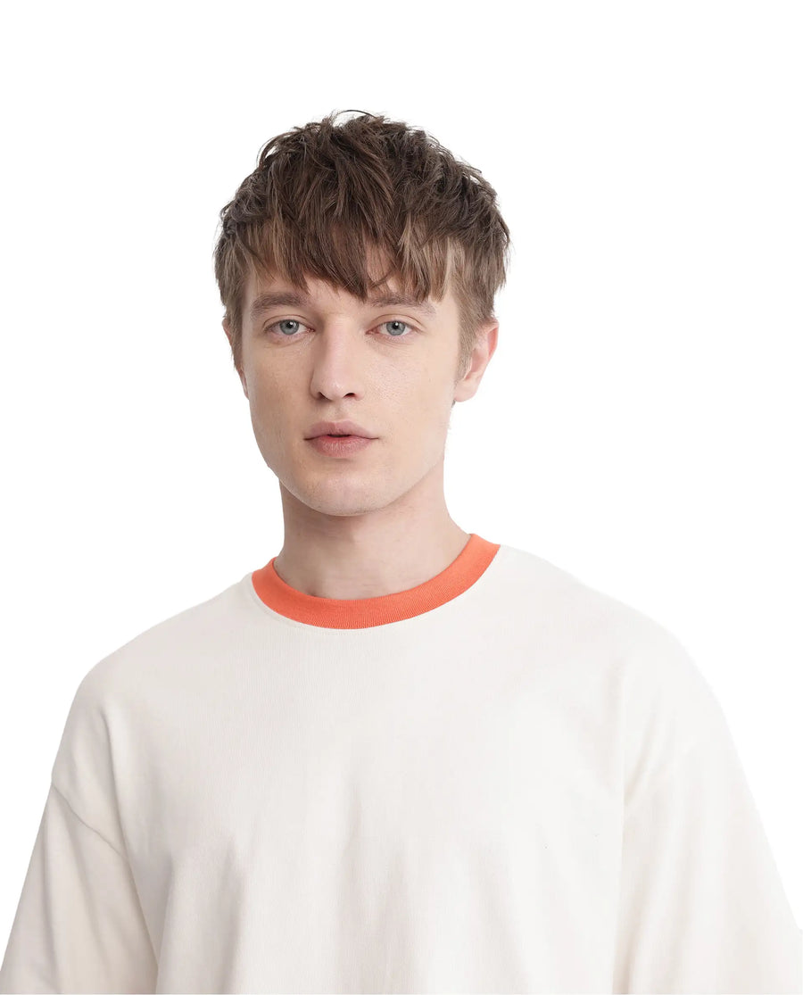 Rare Rabbit Men's Drift Off White Cotton Graphic Print Oversized Fit Half Sleeve Crew Neck T-Shirt