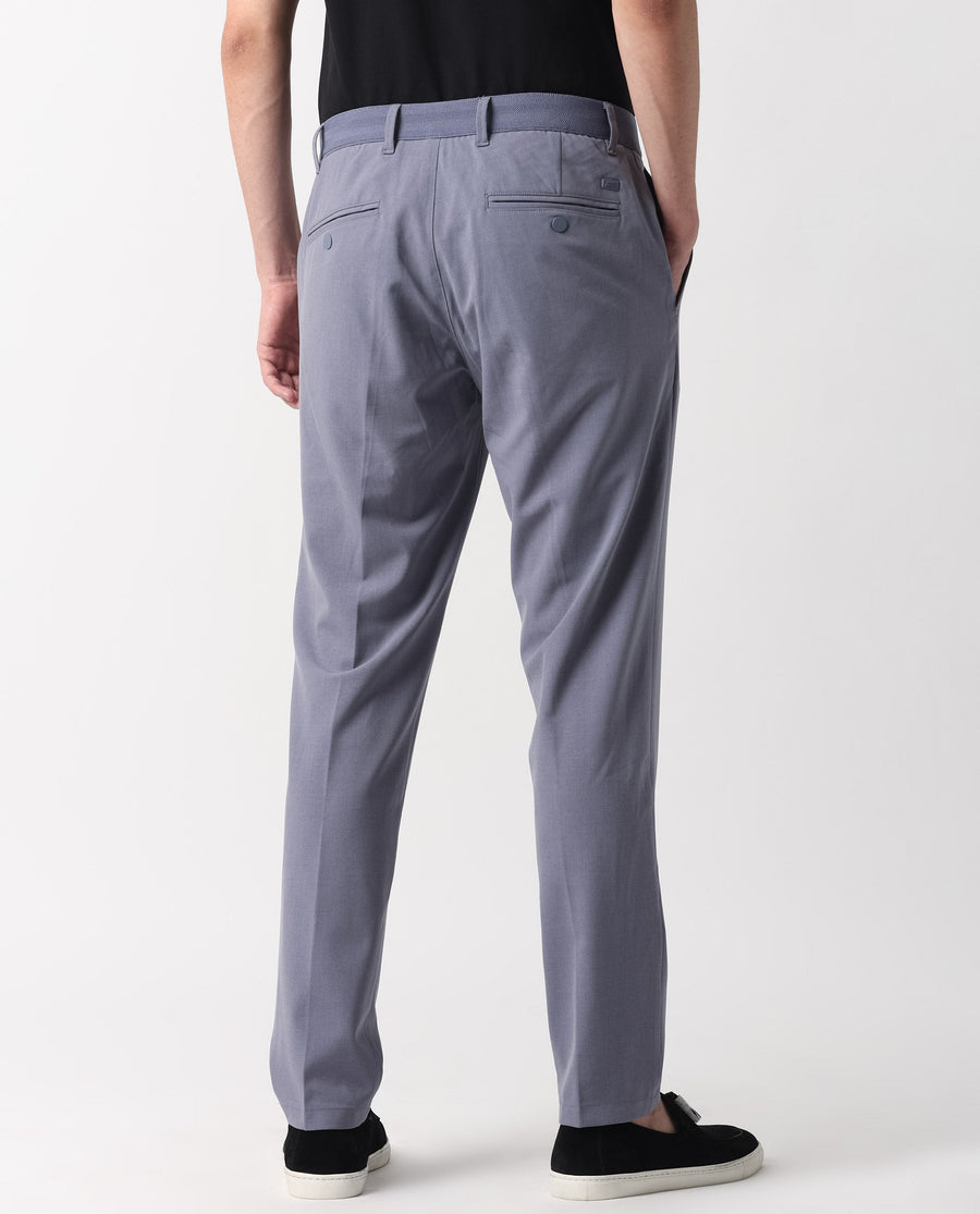 Rare Rabbit Men's Drivers Pastel Purple Polyester Blend Plain Regular Fit Trouser