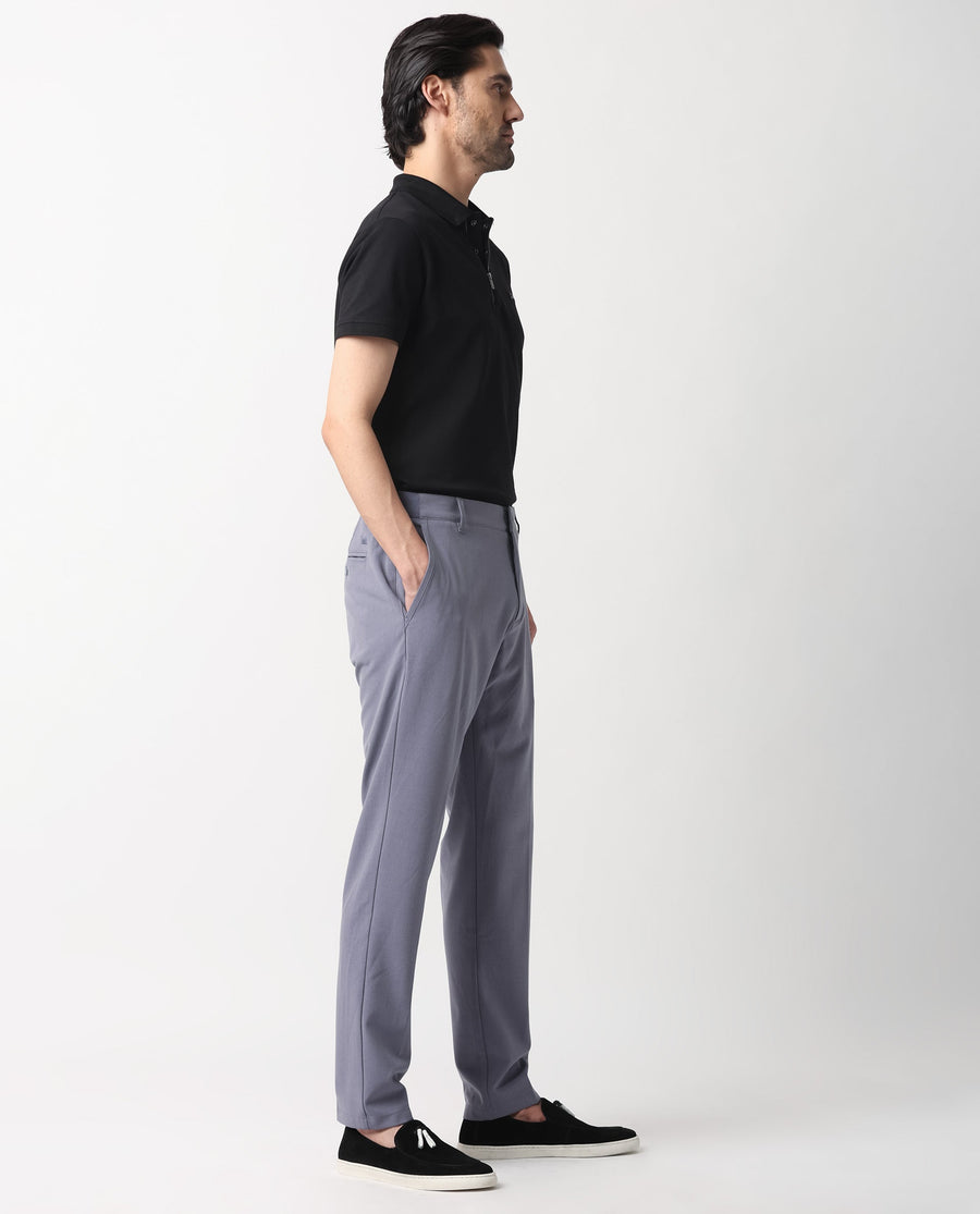 Rare Rabbit Men's Drivers Pastel Purple Polyester Blend Plain Regular Fit Trouser