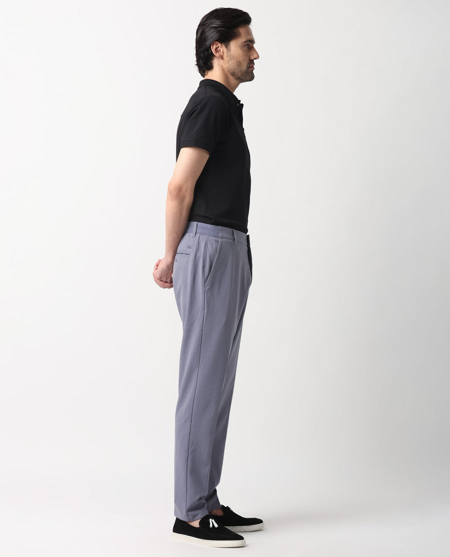 Rare Rabbit Men's Drivers Pastel Purple Polyester Blend Plain Regular Fit Trouser