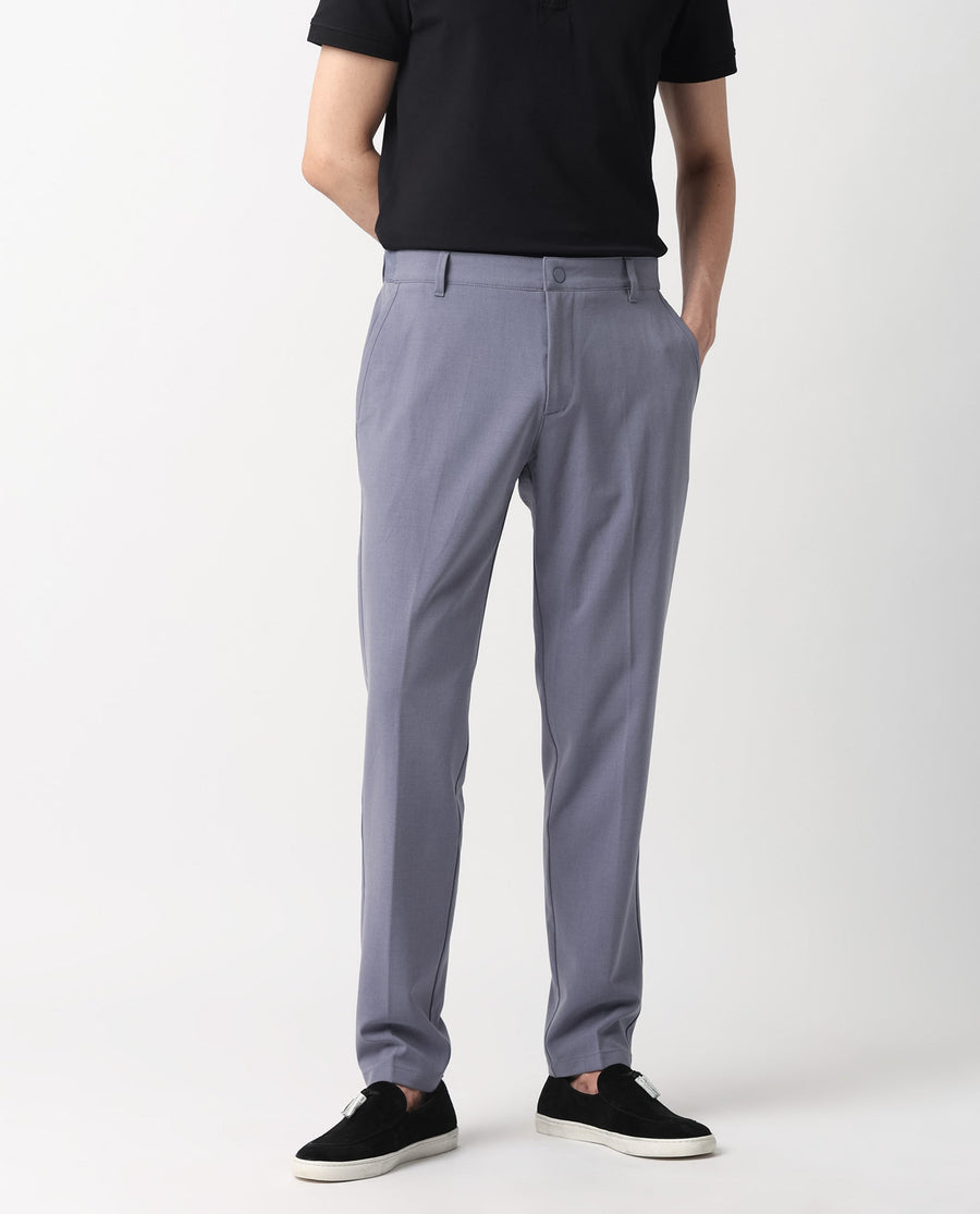 Rare Rabbit Men's Drivers Pastel Purple Polyester Blend Plain Regular Fit Trouser