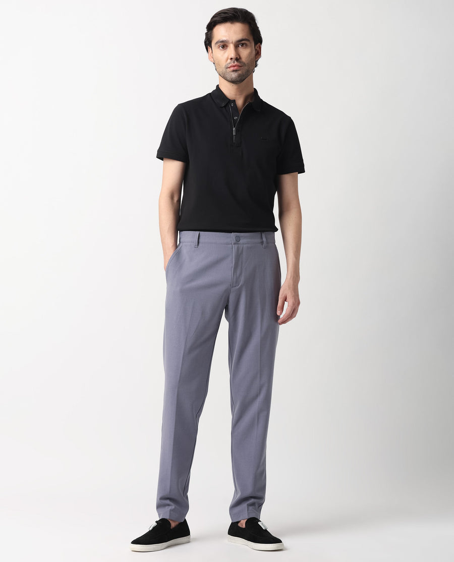 Rare Rabbit Men's Drivers Pastel Purple Polyester Blend Plain Regular Fit Trouser
