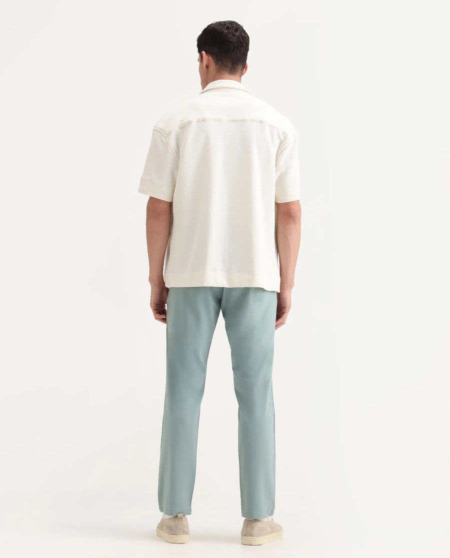 Rare Rabbit Men's Driver-2 Pastel Green Polyester Blend Plain Regular Fit Trouser