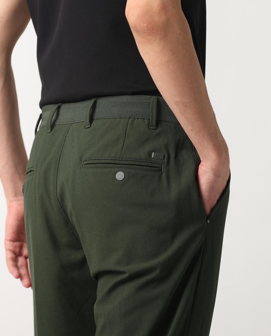 Rare Rabbit Men's Drivers Olive Polyester Blend Plain Regular Fit Trouser