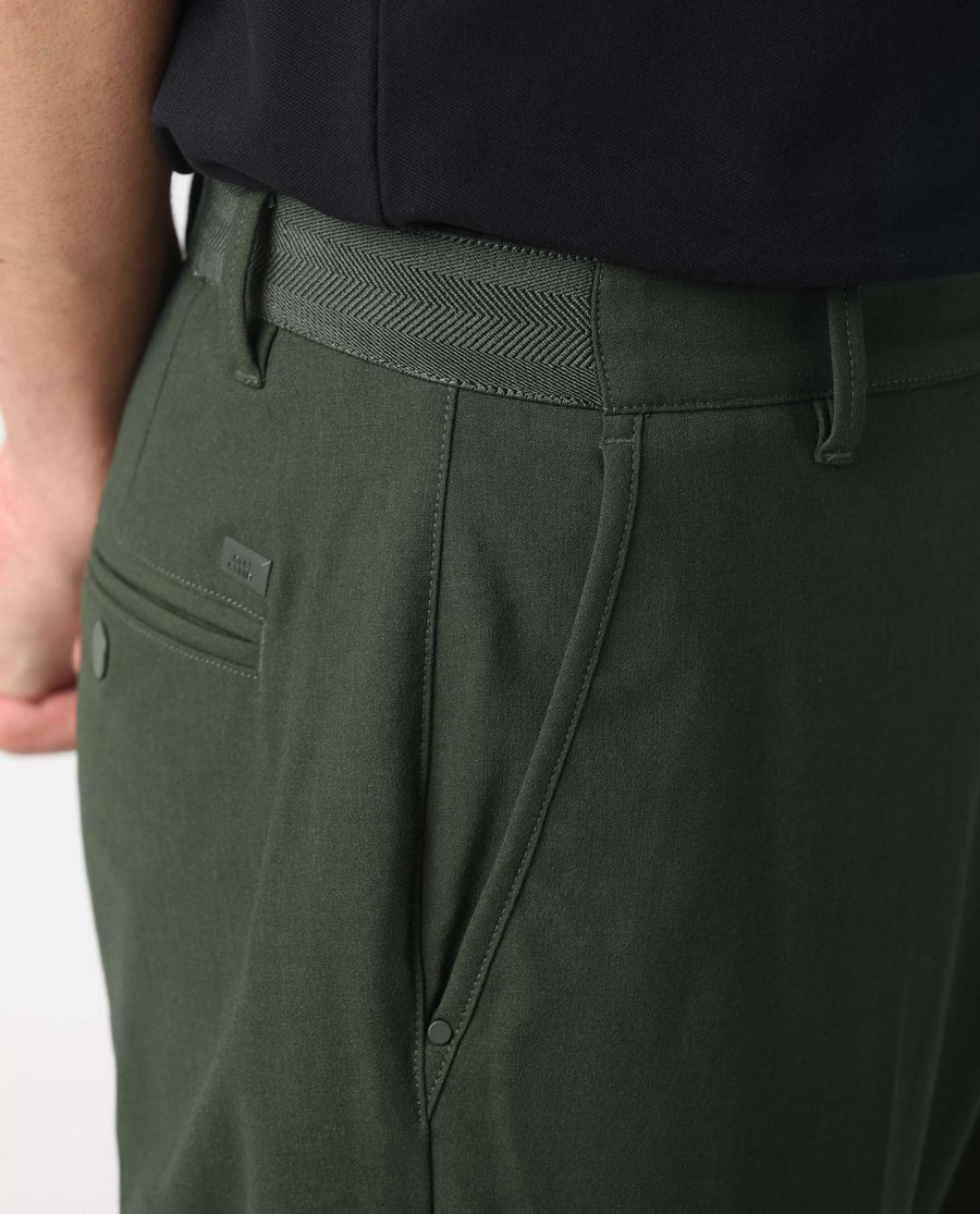 Rare Rabbit Men's Drivers Olive Polyester Blend Plain Regular Fit Trouser