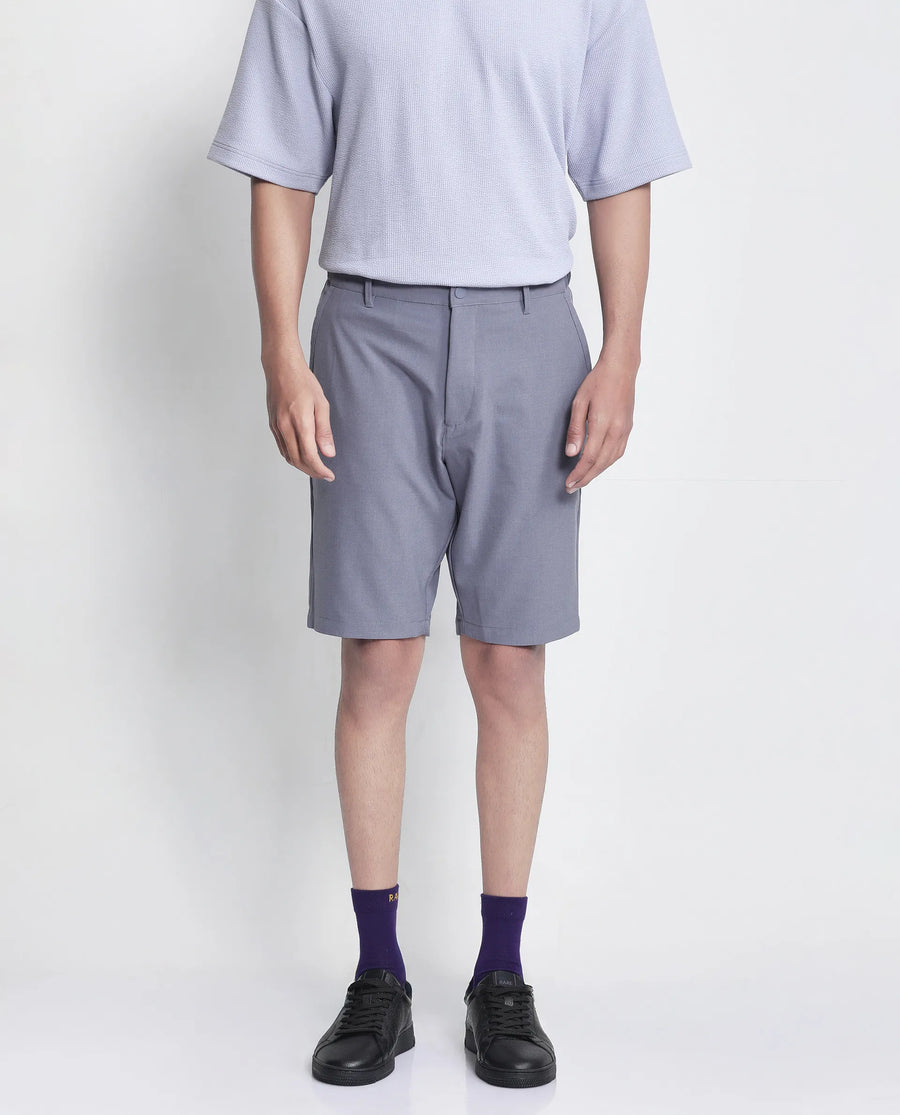 Rare Rabbit Men's Drivo Dusky Purple Polyester Blend Plain Regular Fit Shorts