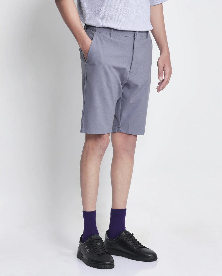 Rare Rabbit Men's Drivo Dusky Purple Polyester Blend Plain Regular Fit Shorts