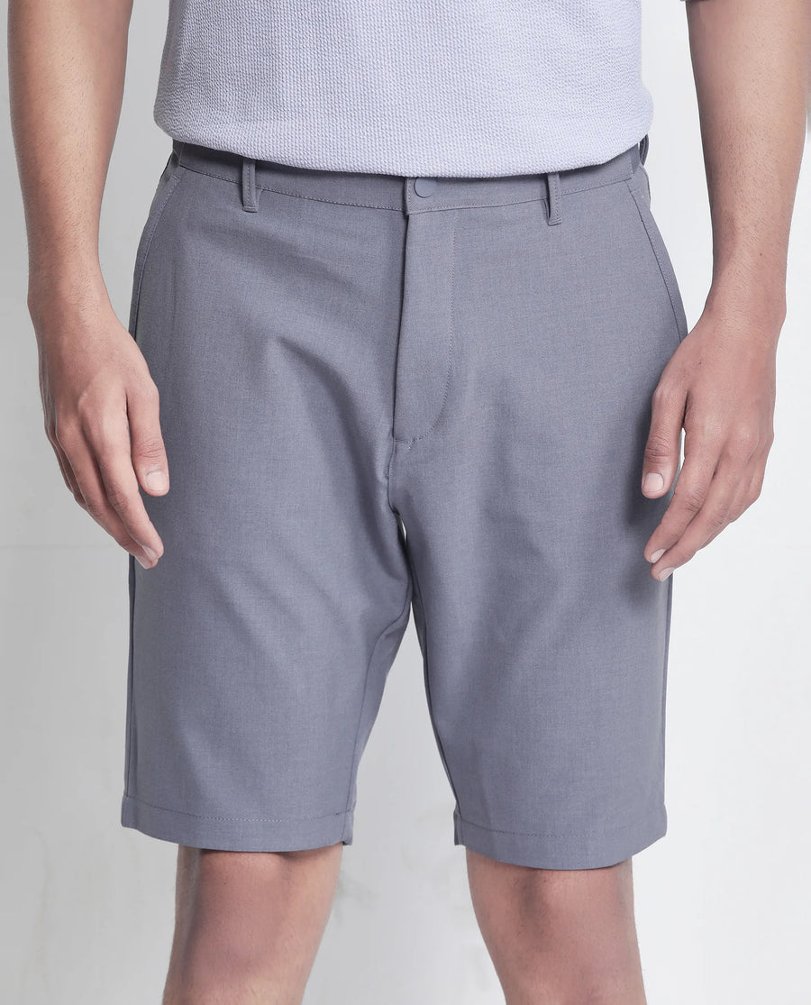 Rare Rabbit Men's Drivo Dusky Purple Polyester Blend Plain Regular Fit Shorts