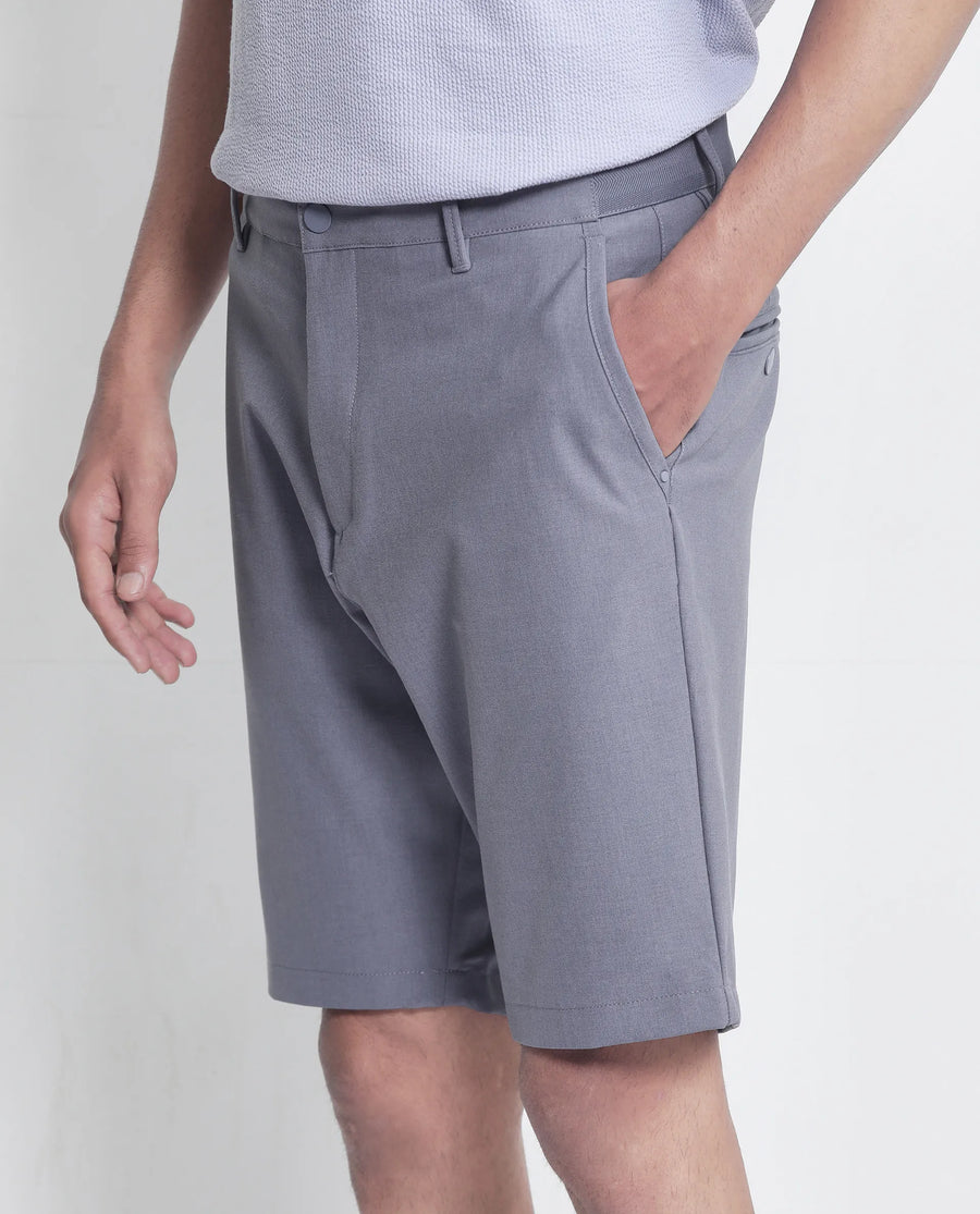 Rare Rabbit Men's Drivo Dusky Purple Polyester Blend Plain Regular Fit Shorts
