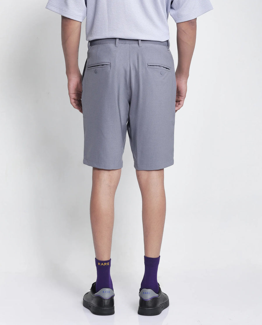 Rare Rabbit Men's Drivo Dusky Purple Polyester Blend Plain Regular Fit Shorts