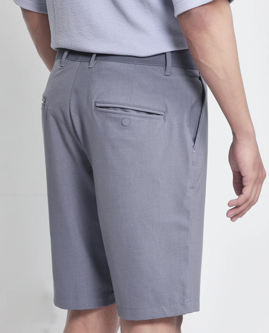 Rare Rabbit Men's Drivo Dusky Purple Polyester Blend Plain Regular Fit Shorts