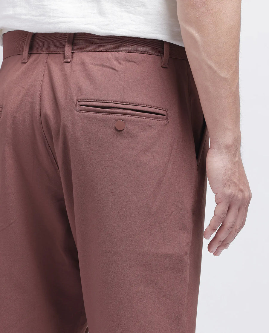 Rare Rabbit Men's Drivo Dusky Rust Polyester Blend Plain Regular Fit Shorts