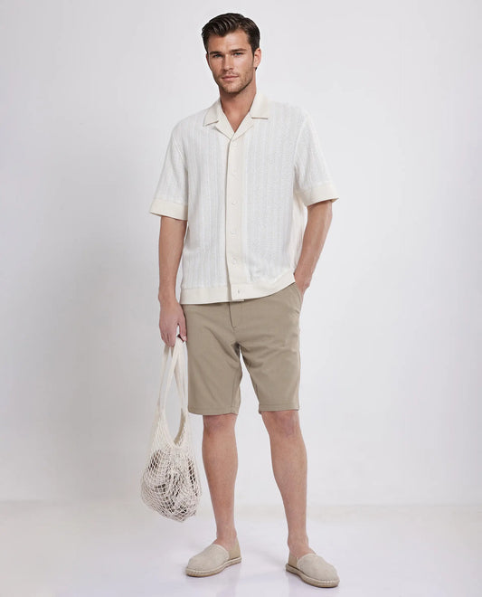 Rare Rabbit Men's Drivo Khaki Polyester Blend Plain Regular Fit Shorts