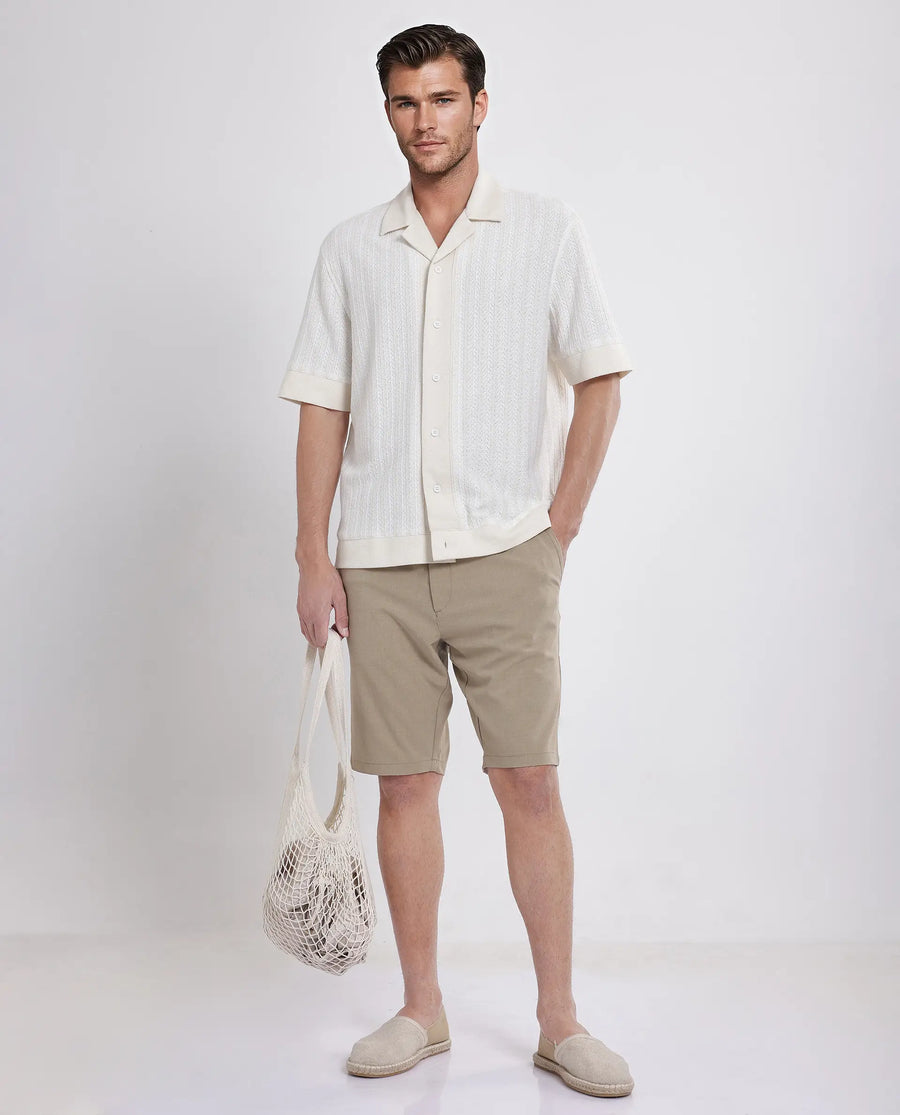 Rare Rabbit Men's Drivo Khaki Polyester Blend Plain Regular Fit Shorts