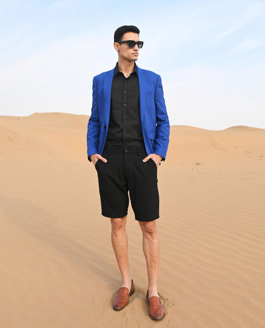 Rare Rabbit Men's Trip Black Polyester Plain Relaxed Fit Shorts