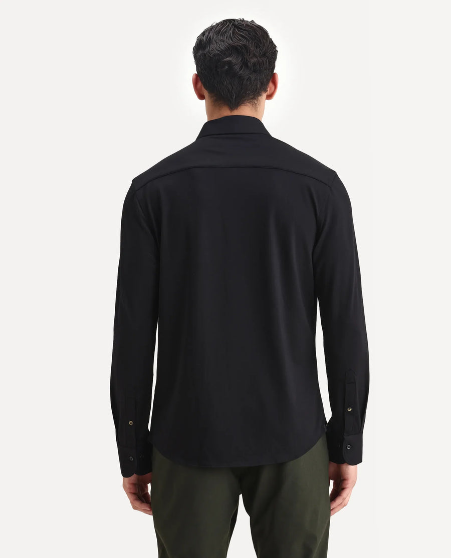 Rare Rabbit Men's Dulce Black Cotton Plain Regular Fit Full Sleeve Collared Shirt
