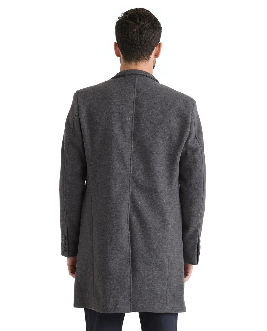 Rare Rabbit Men's Dune-2 Grey Polyester Plain Relaxed Fit Full Sleeve High Neck Coat