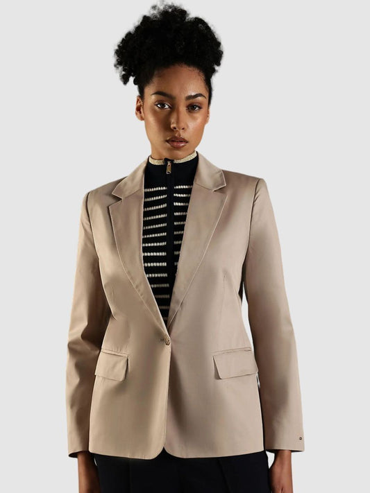 Tommy Hilfiger Notched Lapel Cotton Slim-Fit Single-Breasted Blazer